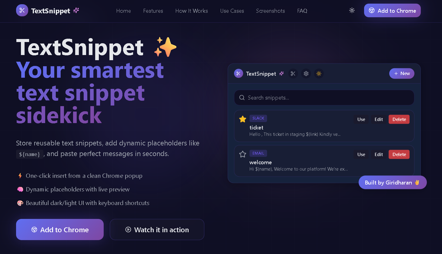 Text Snippet – Save once. Reuse forever.